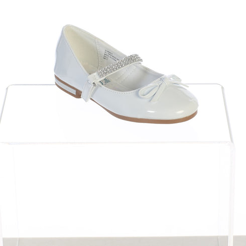 Swea Pea & Lilli Girls White Patent Rhinestone Dress Shoes 9 Toddler-5 Kids - SophiasStyle.com